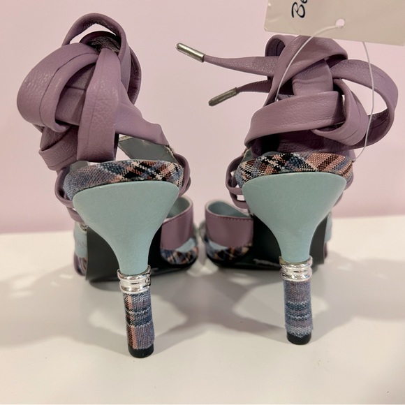 Ben Sherman Ladies Leather purple Strap Metal Heel Size 7 - Picture 4 of 9
